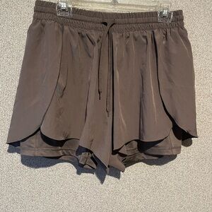 Brown Athletic‎ Shorts with Elastic Waistband and Flowy Fit